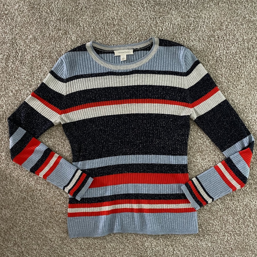 Treasure & Bond sweater with silver metallic threading - L